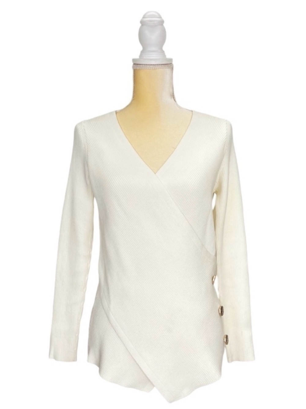 Milly Crossfront Sweater Women’s Size Medium V-Neck Ecru Ivory Revolve EUC - Picture 2 of 10